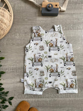 Load image into Gallery viewer, Animals on Safari - Rolled shortie romper
