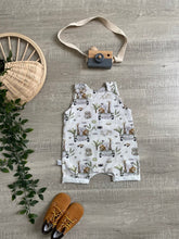 Load image into Gallery viewer, Animals on Safari - Rolled shortie romper
