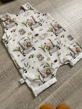 Load image into Gallery viewer, Animals on Safari - Rolled shortie romper
